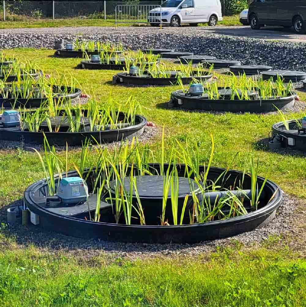 Flera InterACT Bioreningsverk i en parkopplad installation på Vika Strands reningsverk i Falun.